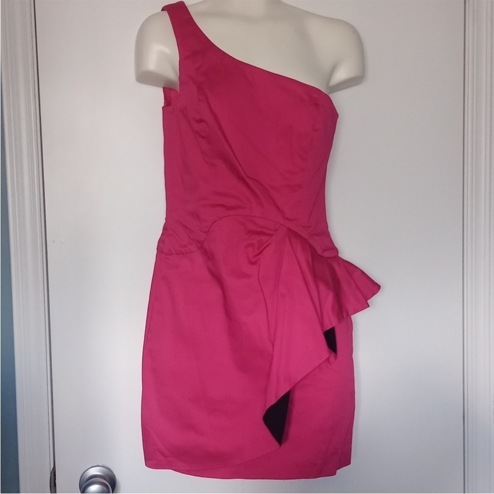 French Connection Hot Pink One-Shoulder Cocktail Dress